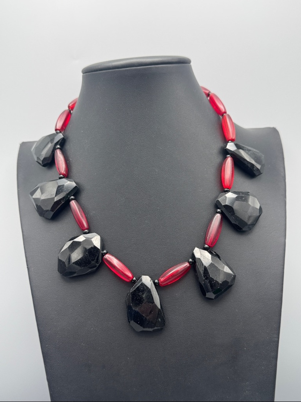 GLASS Black & Red Statement Necklace